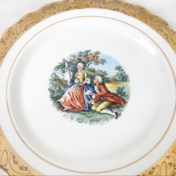 Vintage WS George Salad Plate Victorian Couple 22K Gold USA - Picture 2 of 5